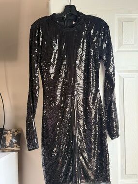 Gianni Bini Black Long-Sleeve Sequin Cocktail Dress